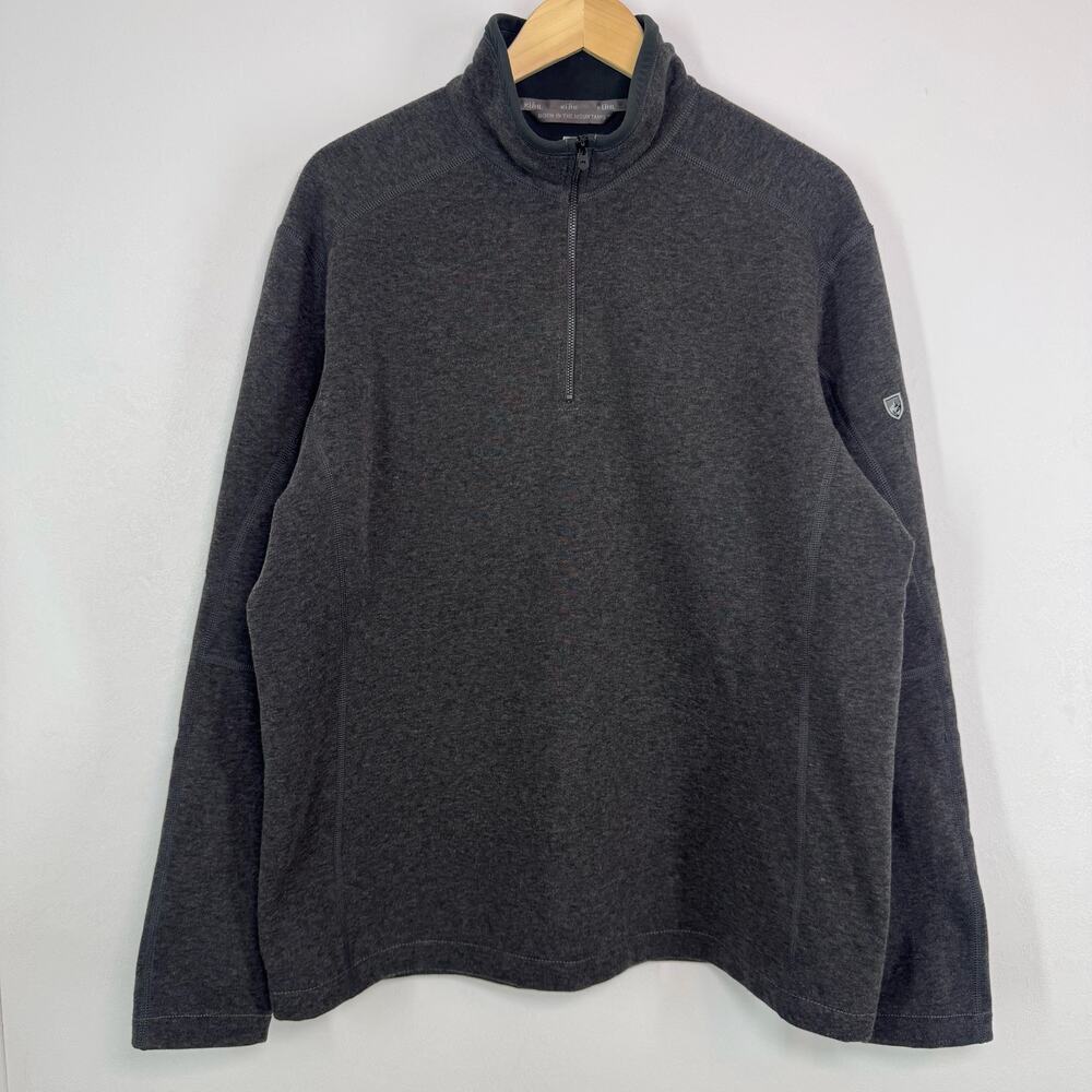 Kuhl Men's 1/4 Zip Pullover Fleece Sweater Mountain Outdoor Warm XL Gray EUC